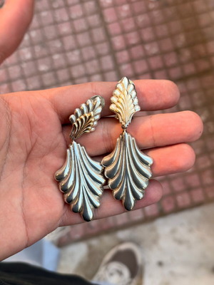 Silver-gold earrings with clips 925/585 used