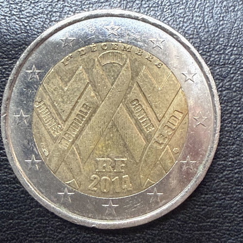 Commemorative 2 Euro Coin France 2014 World AIDS Day