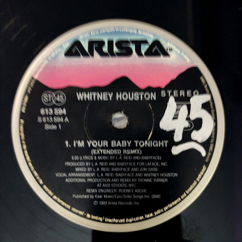 Whitney Houston I'm Your Baby Tonight 12'' Maxi Single used