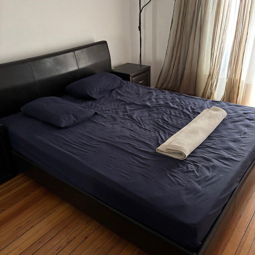 Double bed 160x200 leatherette used without storage