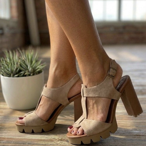 Mourtzi sandals like new, beige and brown, size 39, 10 cm heel
