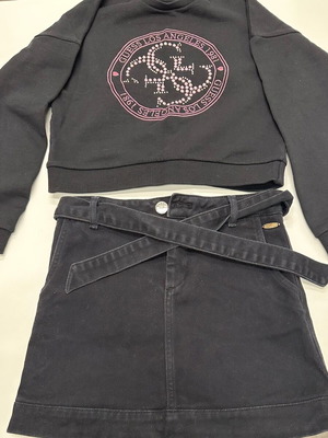 Guess sweatshirt and Massimo Dutti skirt like new, black
