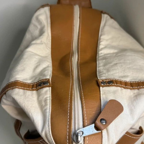 Shoulder backpack bag new, beige and brown