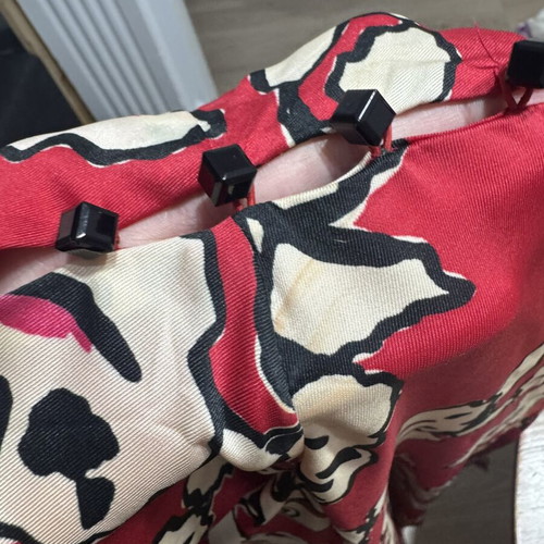 Zara red dress with belt and unique neck buttons, size M