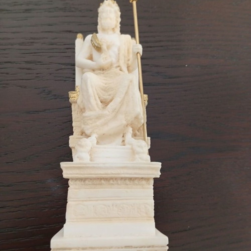 Zeus Statue on Throne alabaster, new, 17cm