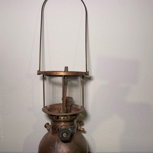 Petromax brass vintage lantern used, old antique made in Germany