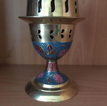 Table brass lamp new with painted patterns