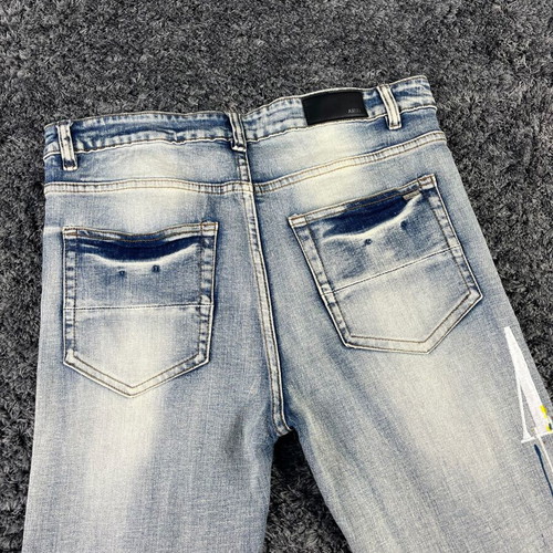 Amiri men's distressed embellished denim jeans like new, size L, blue