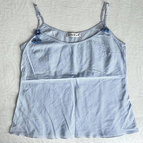 FIDELE babydoll tank top baby blue with flowers like new