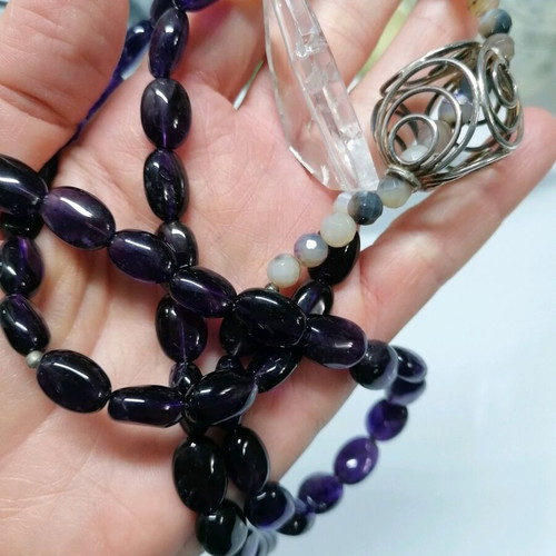 Amethyst necklace like new with 925 silver clasp