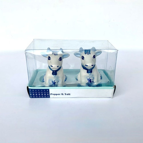 Dutch Delft Salt and Pepper Cow Set New, hand-painted porcelain