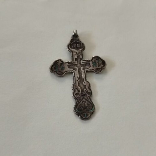 Russian Orthodox cross antique silver used, 19th century
