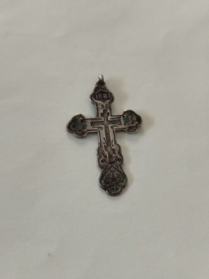 Russian Orthodox cross antique silver used, 19th century