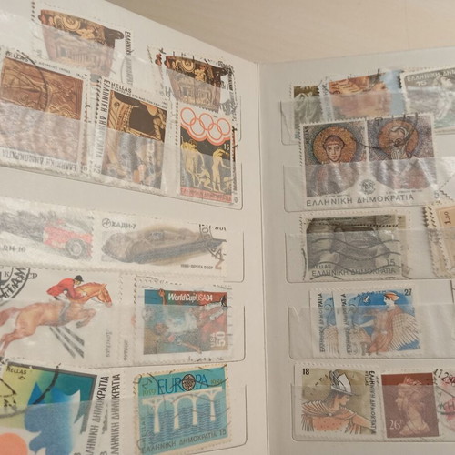 Stamp album with Greek stamps