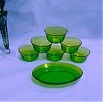  Πιάτα/μπολάκια 7 τμ. παγωτού/κρέμας green lime Duralex France 70'-80'