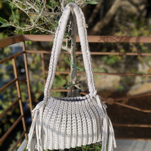 Boho handmade bag made of mako yarn, new