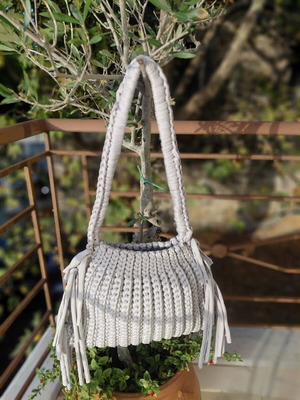 Boho handmade bag made of mako yarn, new