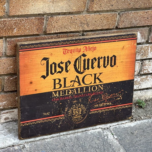 Jose Cuervo Black Medallion wooden decorative sign used