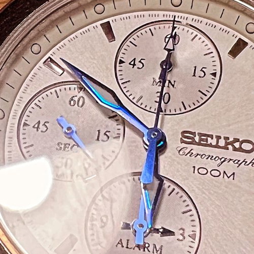 Seiko chronograph 100 m used with blue hands