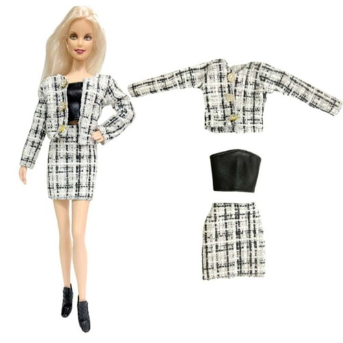 Doll clothes Black Suit new, set with skirt, top and jacket