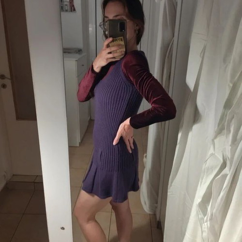 Purple sleeveless knit mini dress like new, size S/M