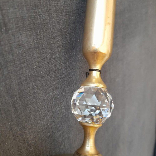 Vintage Lovjo of Sweden vase/candleholder 24K gold plated with crystal new