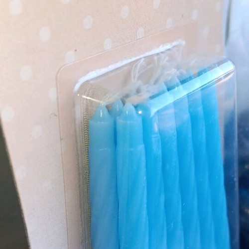 Blue spiral birthday candles, pack of 12, new