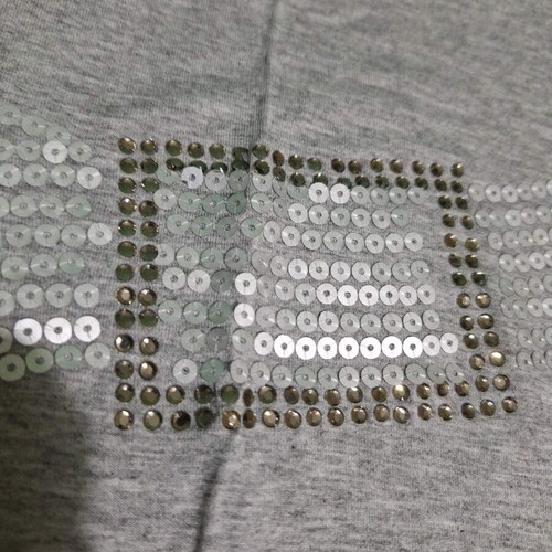 FIDELE gray sleeveless viscose top with sequin belt design like new