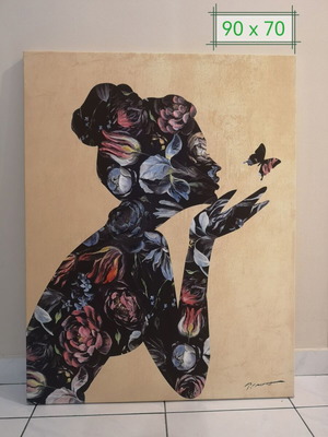 Canvas on stretcher with girlish design 90x70 new