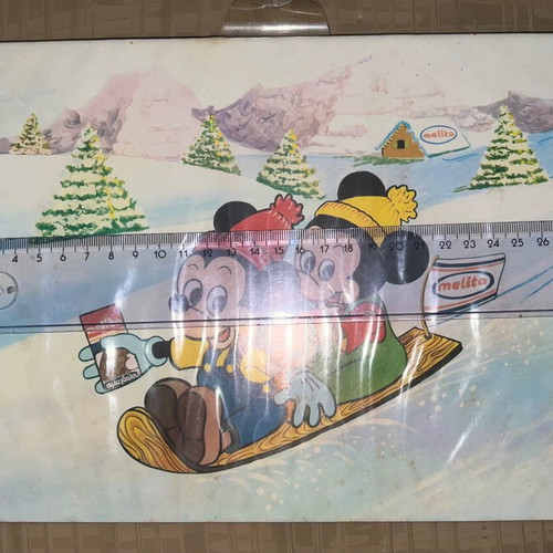 Mickey Mouse Disney lithograph poster used with plastic cover