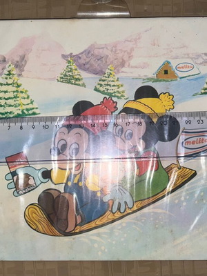 Mickey Mouse Disney lithograph poster used with plastic cover