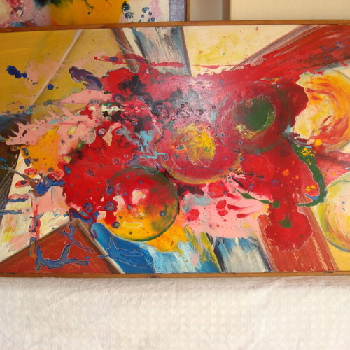 Abstract oil painting like new, 62 cm x 1.22 m