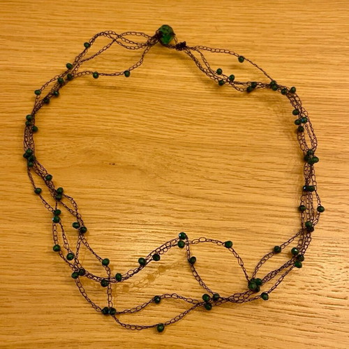 Handmade knitted necklace with beads new