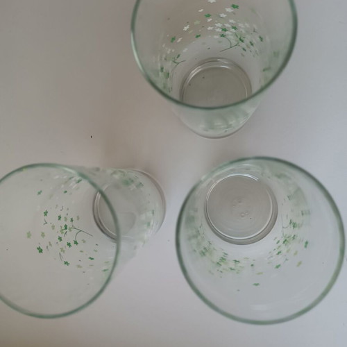 SET OF 3 WATER GLASSES WITH FLOWERS