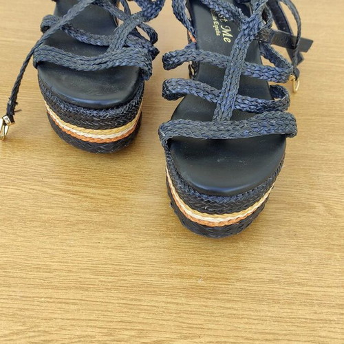 Platform sandals black size 37 with ankle strap like new