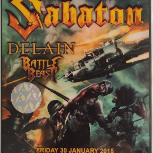 Photopass Sabaton Delain Battle Beast concert 30-1-2015 like new