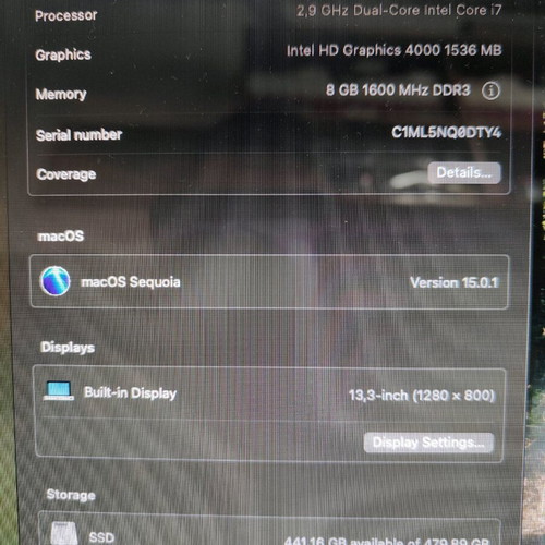 Apple MacBook Pro Mid 2012 A1278 13.3" i7 8GB RAM 250GB SSD used