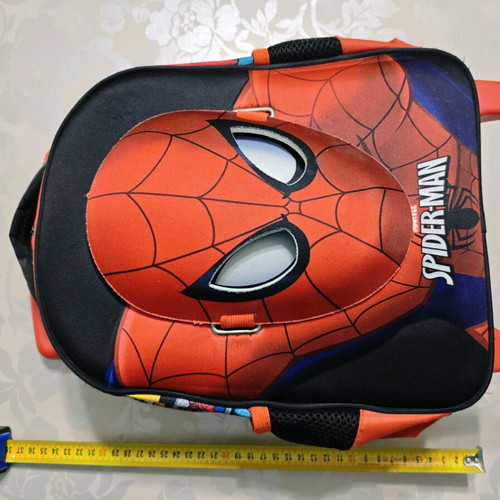 Spiderman school backpack used with wheels and detachable mask