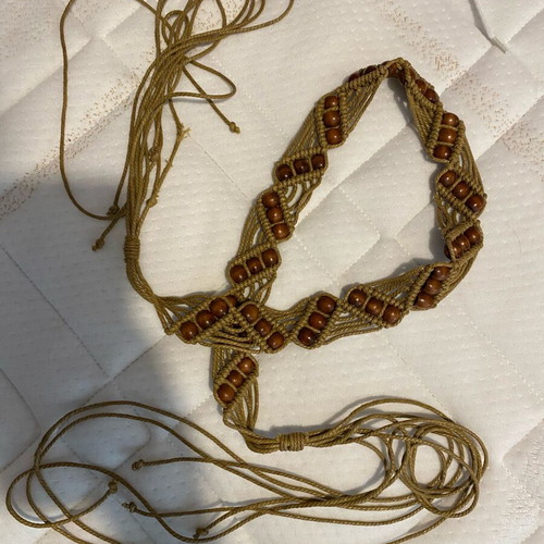 Boho belt adjustable like new with wooden beads