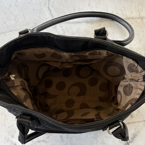 Shopper bag black with quilted design and zipper closure new