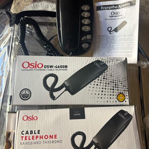 Osio cable telephones new, pack of 3, black wired