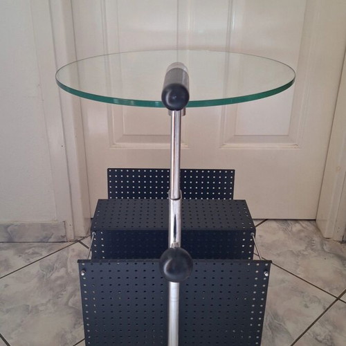 Adjustable vintage coffee table with wheels