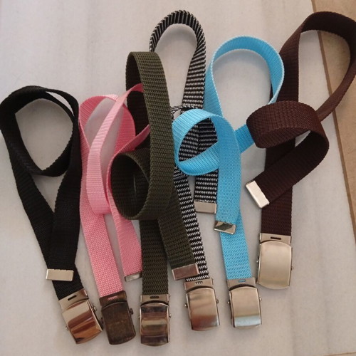 6 Unisex belts with metal buckles, adjustable, multicolor