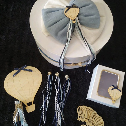 Baptism package for boy with hot air balloon theme like new