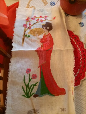 Old embroidered handmade frame like new