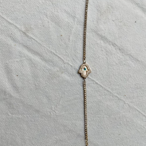 Stainless Steel Bracelet with Hamsa and White Strass, Like New