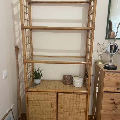 Bamboo bookcase with storage