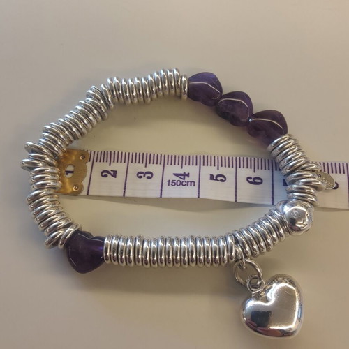 Links of London Sterling Silver Sweetie Bracelet with Amethyst Hearts