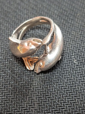 Silver ring with platinum plating, new, 925 hallmark