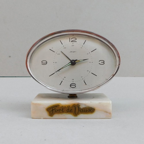 Jerger wind-up alarm clock with vintage marble base